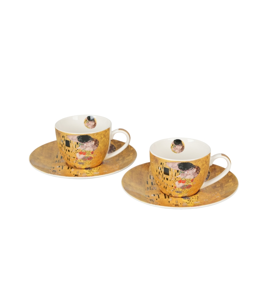 2 filiżanki espresso ze spodkami THE KISS Classic inspired by Gustav Klimt