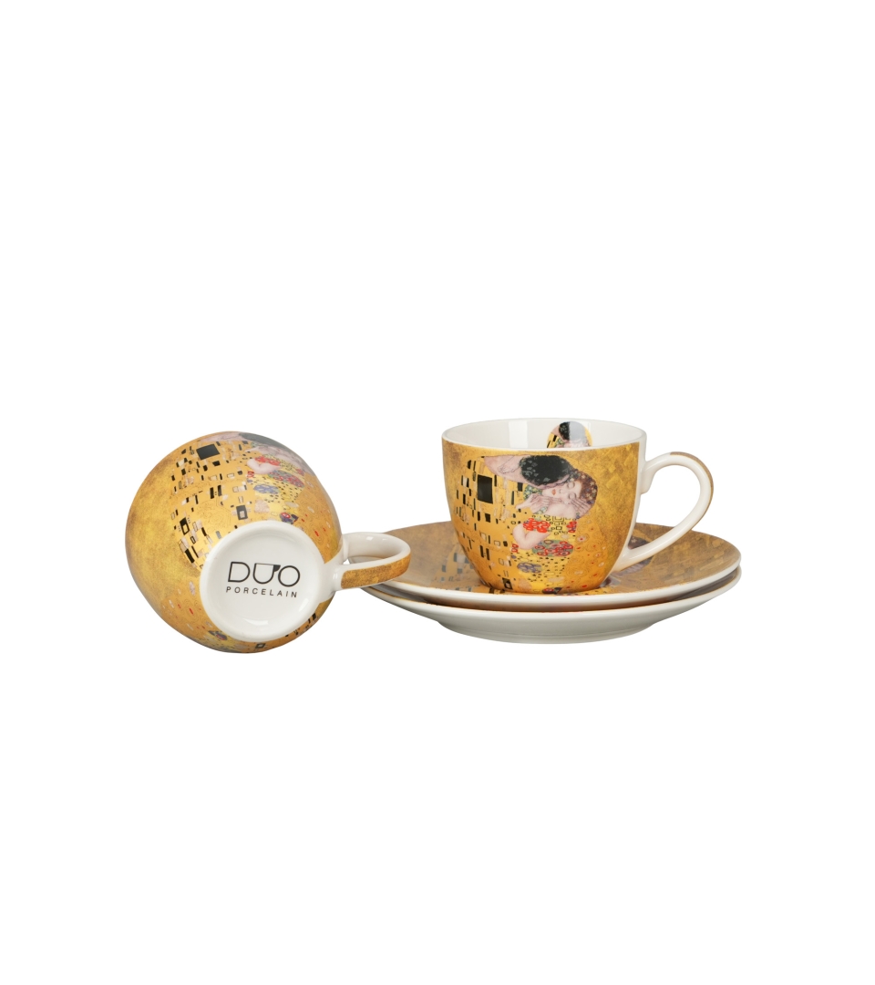 2 filiżanki espresso ze spodkami THE KISS Classic inspired by Gustav Klimt