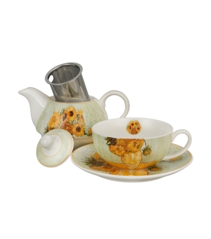 Filiżanka z dzbankiem i zaparzaczem SUNFLOWERS inspired by Van Gogh