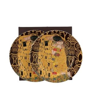 Komplet 2 talerze deserowe THE KISS BROWN inspired by Klimt