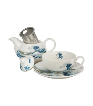 Filiżanka z dzbankiem i spodkiem THE GREAT WAVE inspired by K. Hokusai