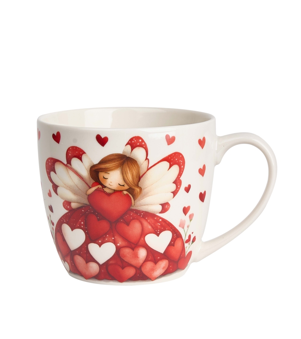 Kubek 460 ml w "koszyczku" ANIOŁ