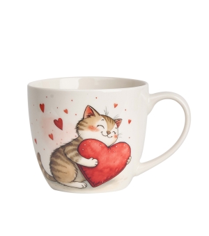 Kubek 460 ml w "koszyczku" KOT Z ZABAWKĄ