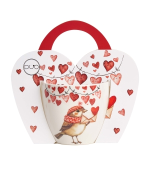 Kubek 460 ml w "koszyczku" WRÓBEL