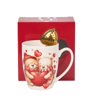 Kubek classic z zaparzaczem "serce" MISIE Z SERCAMI