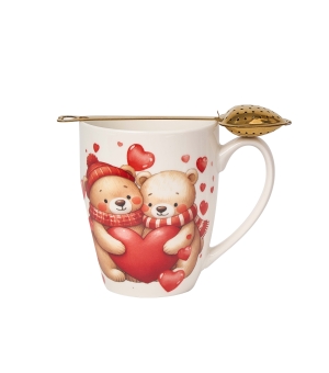 Kubek classic z zaparzaczem "serce" MISIE Z SERCAMI