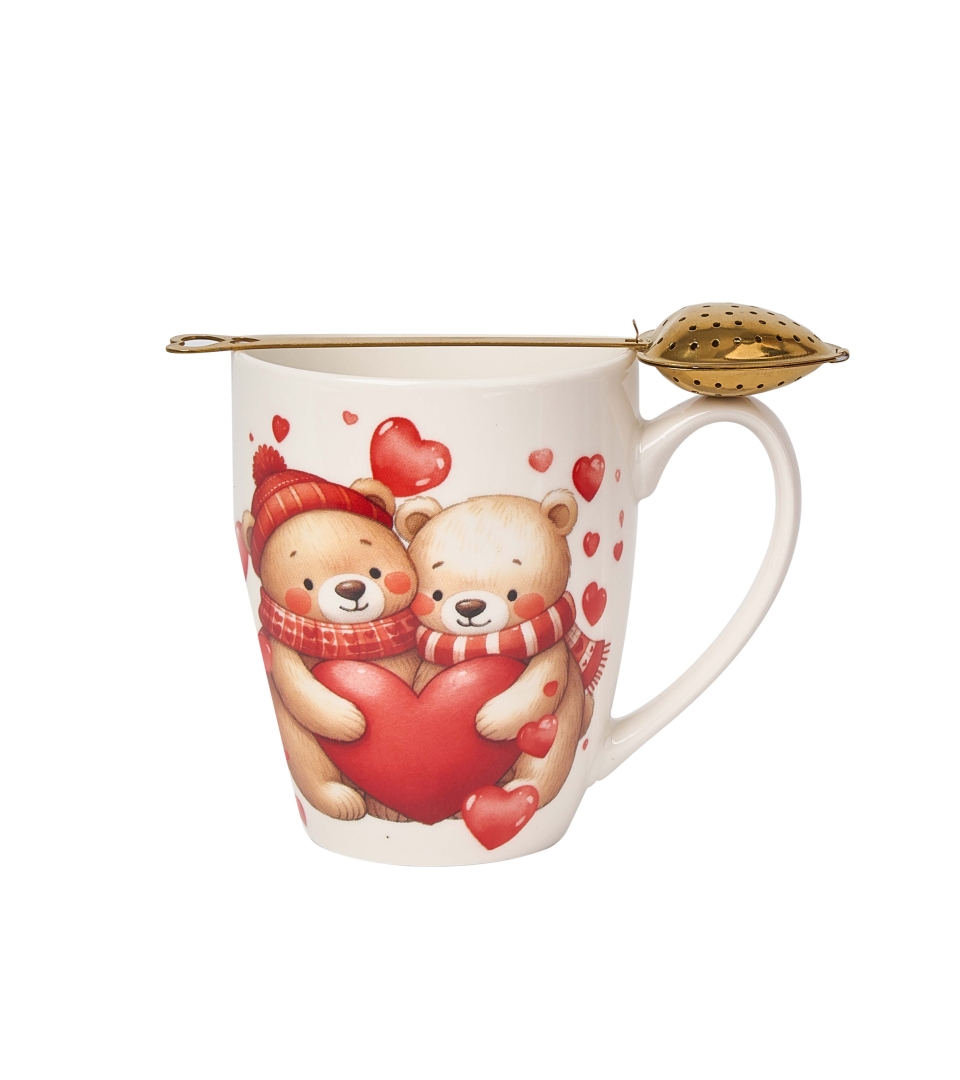Kubek classic z zaparzaczem "serce" MISIE Z SERCAMI