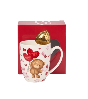 Kubek classic z zaparzaczem "serce" MIŚ Z BALONAMI