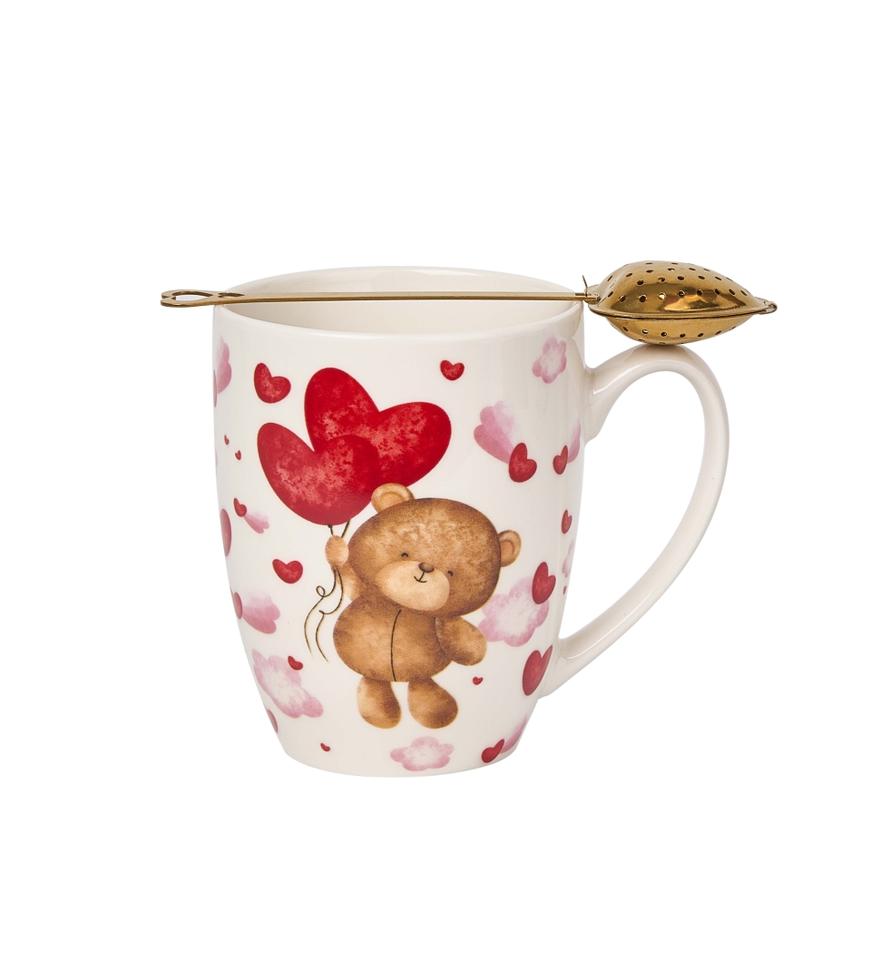 Kubek classic z zaparzaczem "serce" MIŚ Z BALONAMI