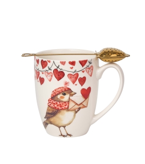 Kubek classic z zaparzaczem "serce" WRÓBEL