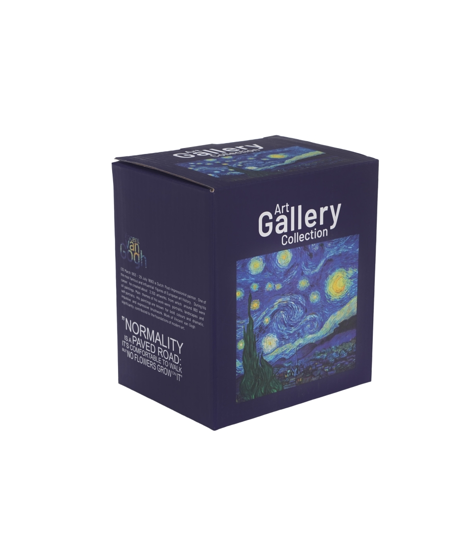 Kubek szklany z podwójną ścianką i zaparzaczem ze stali nierdzewnej STARRY NIGHT inspired by Van Gogh