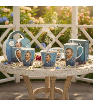 Kubek 460 ml w "koszyczku" PORTRET Van Gogha (sprzedaż w zestawach po 4 szt.)