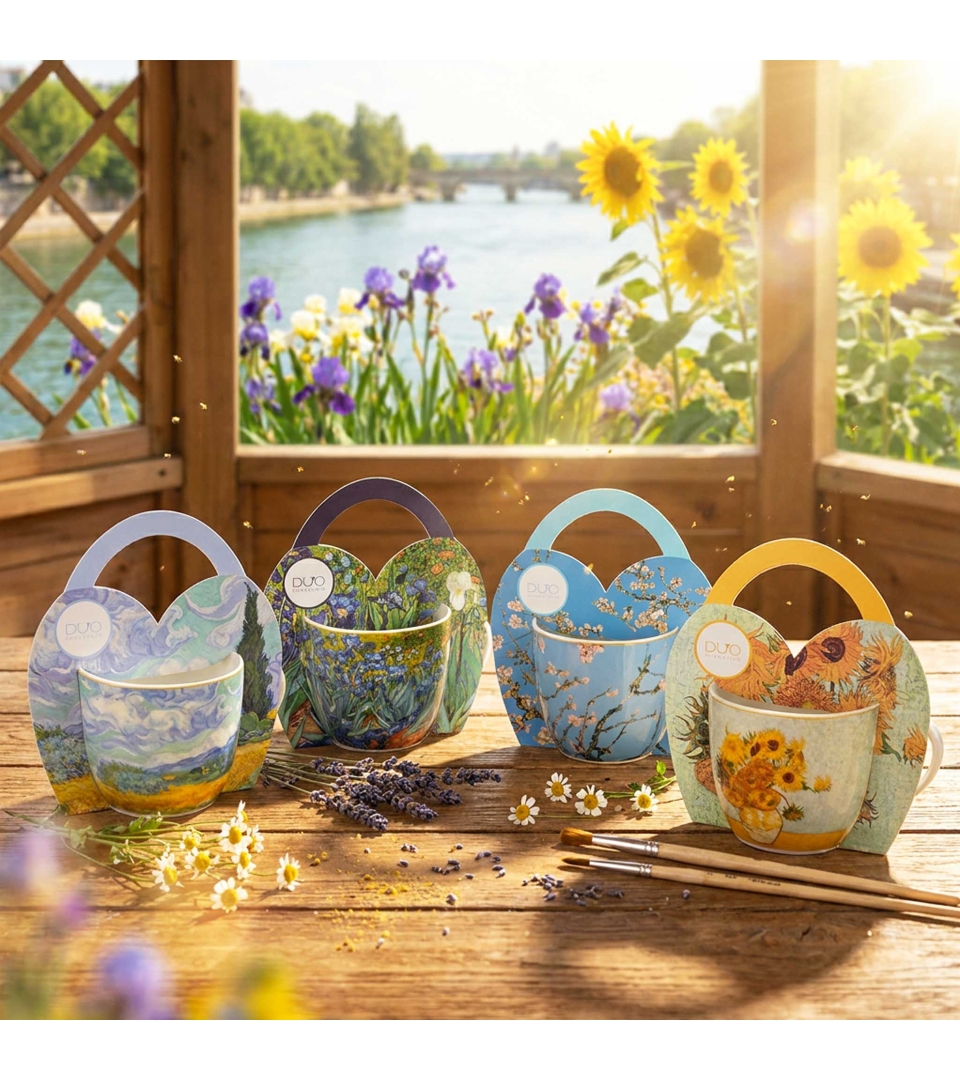 Kubek 460 ml w "koszyczku" IRISES inspired by Van Gogh (sprzedaż w zestawach po 4 szt.)