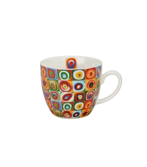 Kubek 460 ml w "koszyczku" SQUARES WITH CIRCLES inspired by Kandinsky (sprzedaż w zestawach po 4 szt.)