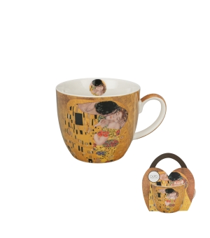 Kubek 460 ml w "koszyczku" THE KISS CLASSIC inspired by G. Klimt (sprzedaż w zestawach po 4 szt.)