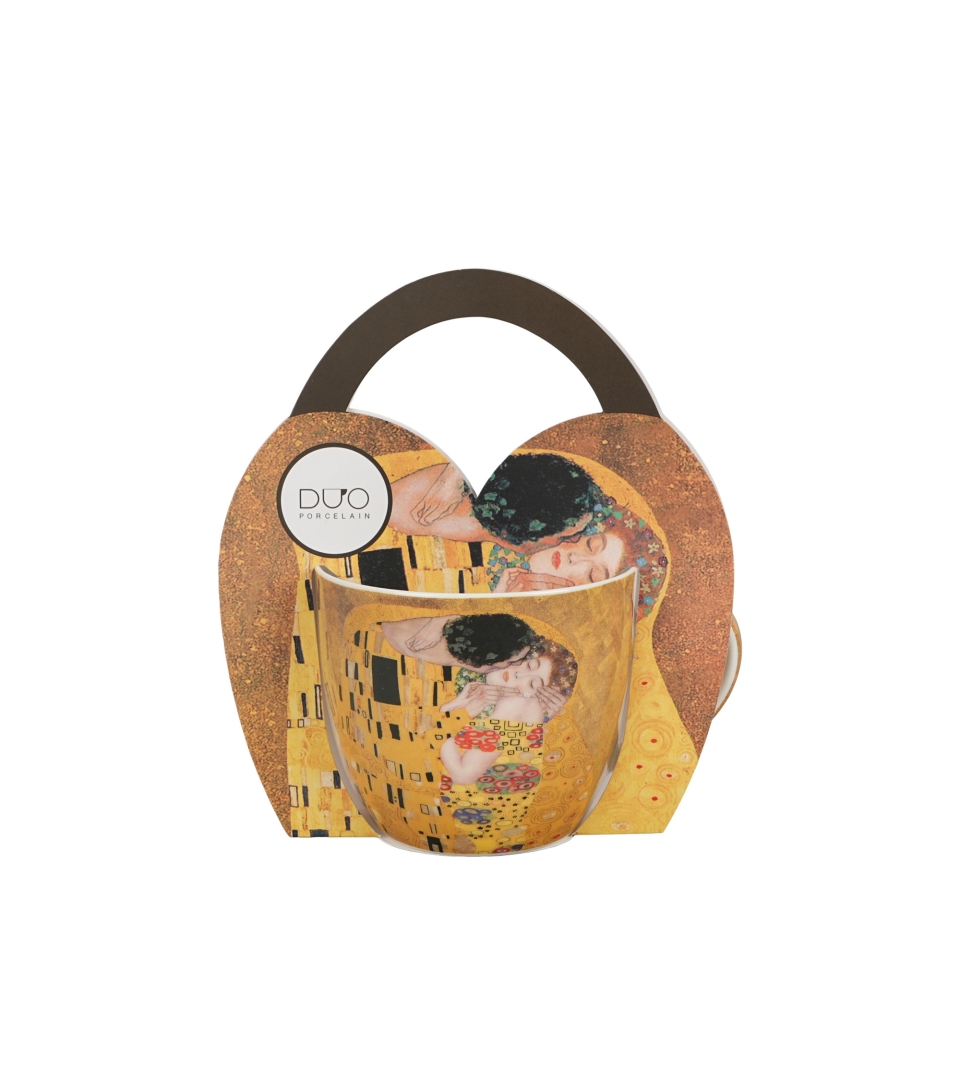 Kubek 460 ml w "koszyczku" THE KISS CLASSIC inspired by G. Klimt (sprzedaż w zestawach po 4 szt.)
