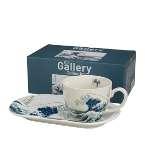 Zestaw śniadaniowy filiżanka jumbo ze spodkiem THE GREAT WAVE inspired by HOKUSAI