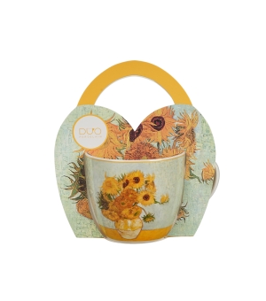 Kubek 460 ml w "koszyczku" SUNFLOWERS inspired by Van Gogh (sprzedaż w zestawach po 4 szt.)