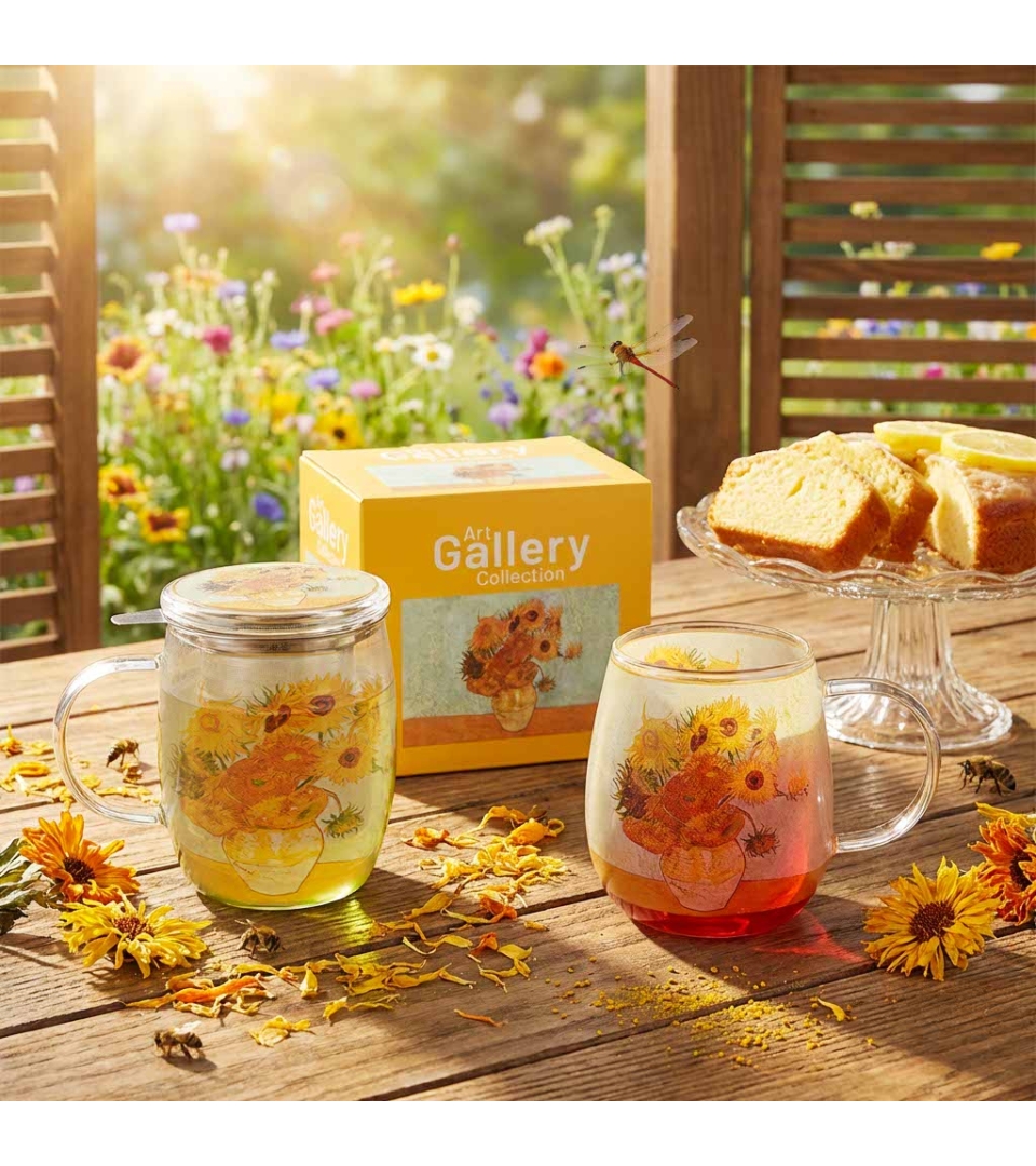 Kubek szklany SUNFLOWERS inspired by Van Gogh