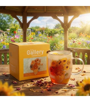 Kubek szklany z podwójną ścianką SUNFLOWERS inspired by Van Gogh