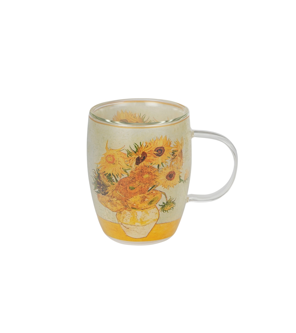 Kubek szklany z podwójną ścianką SUNFLOWERS inspired by Van Gogh