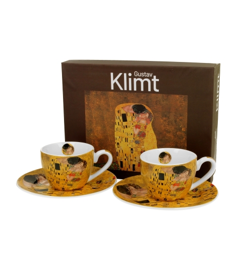 2 filiżanki espresso ze spodkami THE KISS Classic inspired by Gustav Klimt