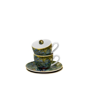 2 filiżanki espresso ze spodkami Irises inspired by Van Gogh