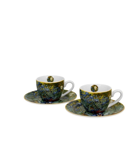 2 filiżanki espresso ze spodkami Irises inspired by Van Gogh