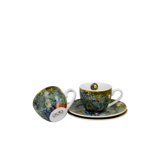2 filiżanki espresso ze spodkami Irises inspired by Van Gogh