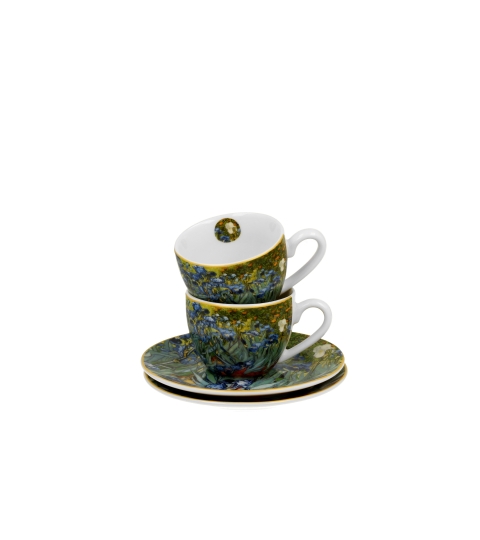2 filiżanki espresso ze spodkami Irises inspired by Van Gogh