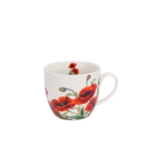 Kubek 460 ml w "koszyczku" CLASSIC POPPIES (sprzedaż w zestawach po 4 szt.)