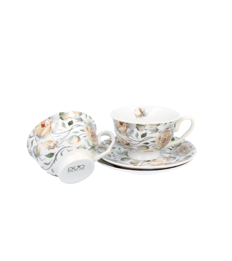 2 filiżanki royal ze spodkami ENGLISH ROSES WHITE