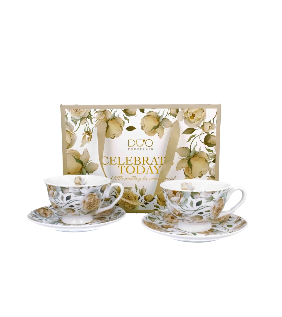 2 filiżanki royal ze spodkami ENGLISH ROSES WHITE