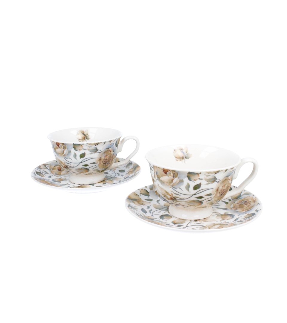 2 filiżanki royal ze spodkami ENGLISH ROSES WHITE