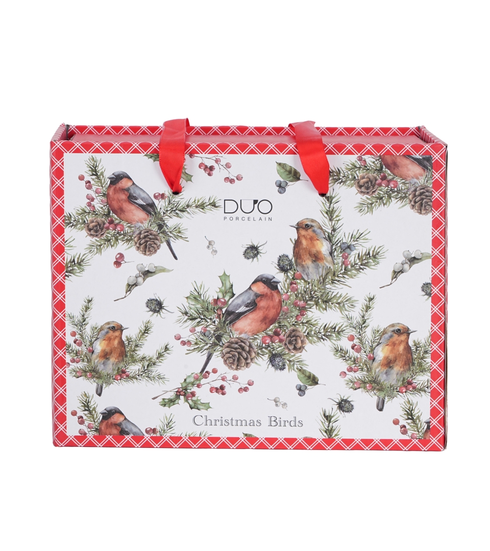 2 Filiżanki ze spodkami "opakowanie szuflada" CHRISTMAS BIRDS 1