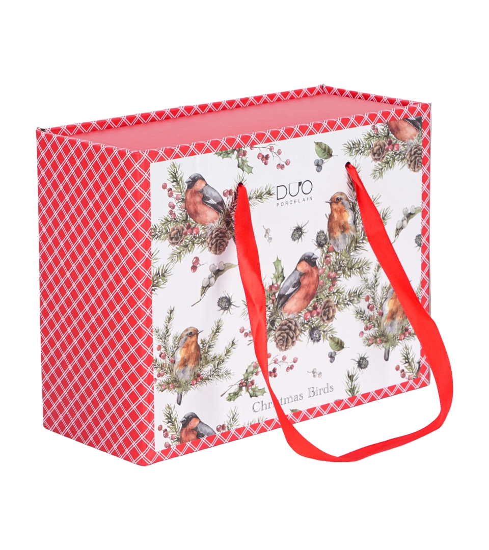2 Filiżanki ze spodkami "opakowanie szuflada" CHRISTMAS BIRDS 1