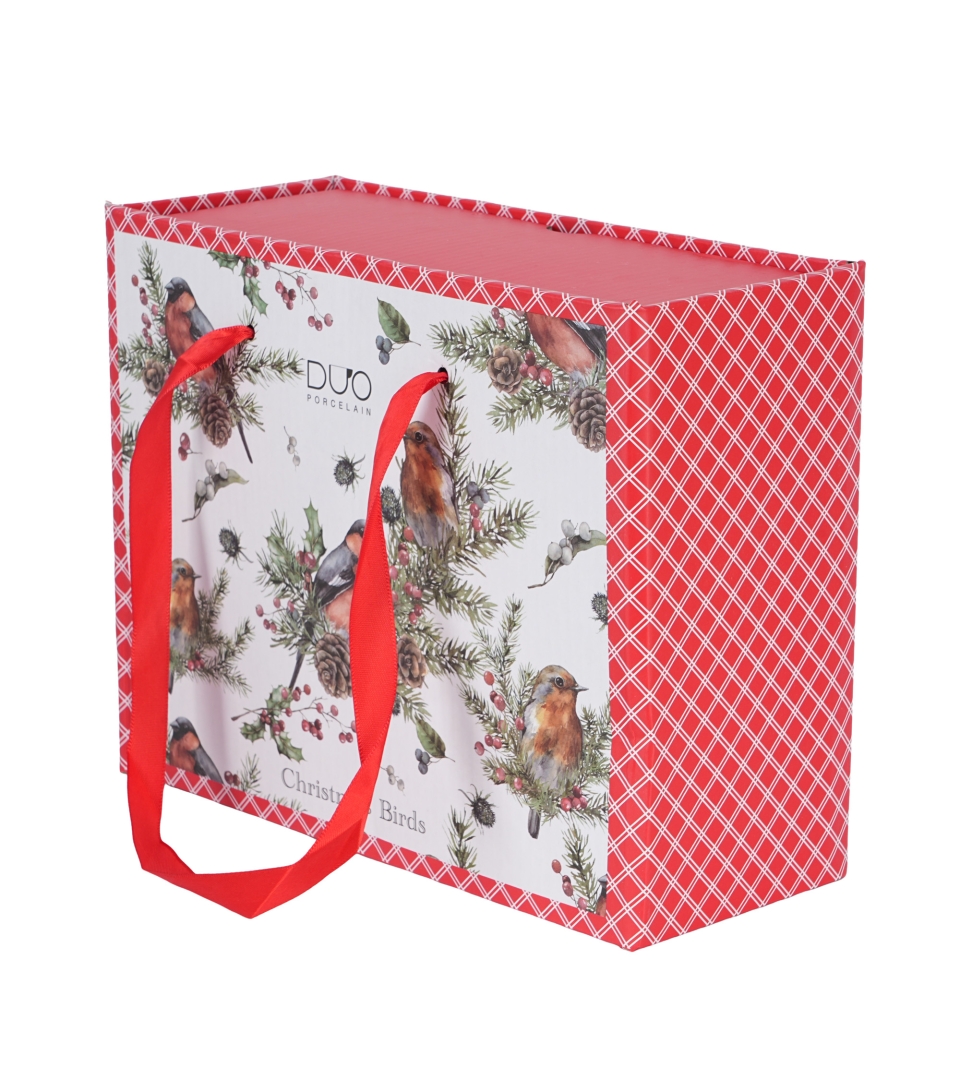 2 Filiżanki ze spodkami "opakowanie szuflada" CHRISTMAS BIRDS 1