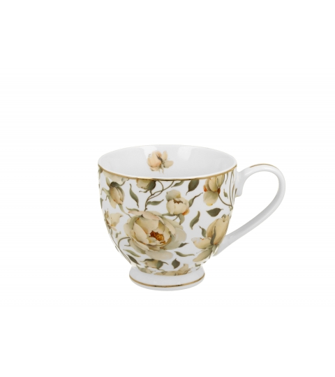 Kubek na stopce ENGLISH ROSES WHITE - Golden Line