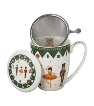 Kubek z zaparzaczem w pudełku z kokardą NUTCRACKER