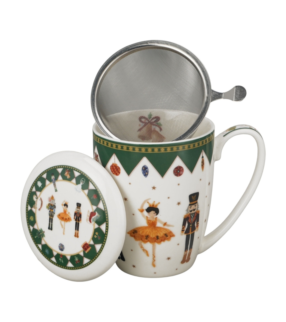 Kubek z zaparzaczem w pudełku z kokardą NUTCRACKER