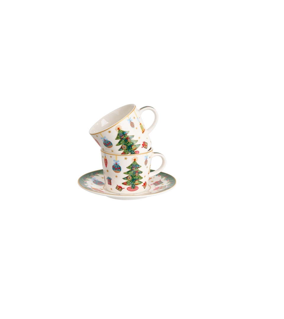 2 filiżanki espresso ze spodkami AROUND CHRISTMAS TREE