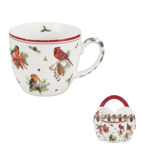 Kubek 460 ml "w koszyczku" BIRDS OF WINTER