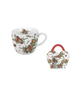 Kubek 460 ml "w koszyczku" CHRISTMAS BIRDS 1