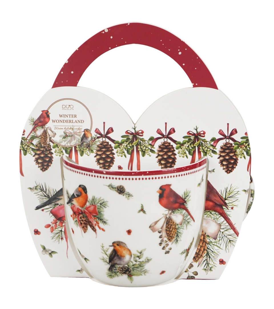 Kubek 460 ml "w koszyczku" BIRDS OF WINTER