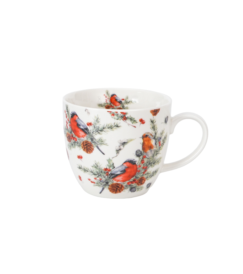 Kubek 460 ml "w koszyczku" CHRISTMAS BIRDS 1