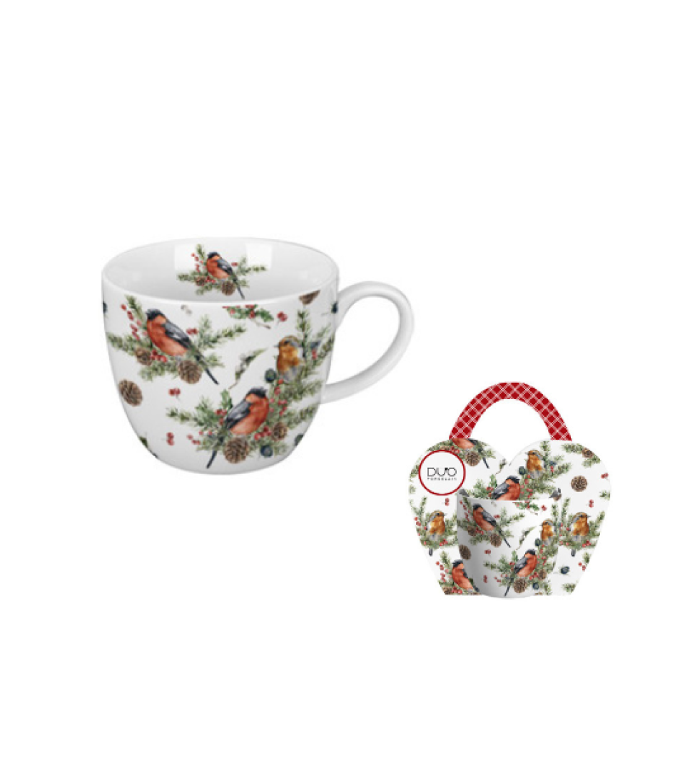 Kubek 460 ml "w koszyczku" CHRISTMAS BIRDS 1