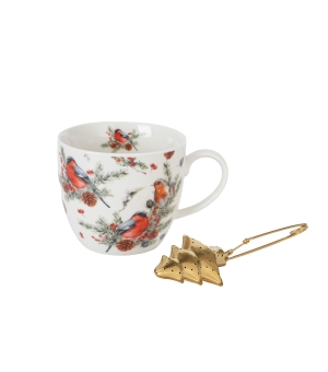 Kubek 460 ml z metalowym zaparzaczem CHRISTMAS BIRDS 1