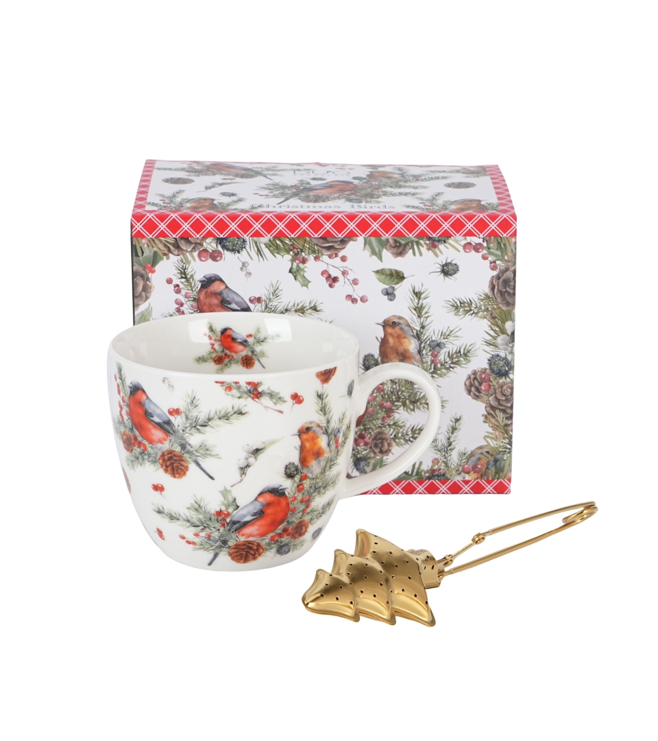 Kubek 460 ml z metalowym zaparzaczem CHRISTMAS BIRDS 1