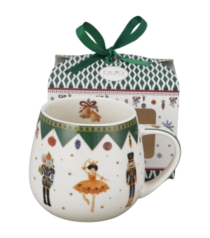 Kubek baryłka w pudełku z kokardą NUTCRACKER