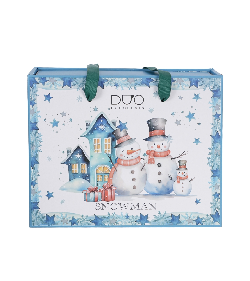 2 Filiżanki ze spodkami "opakowanie szuflada" SNOWMAN